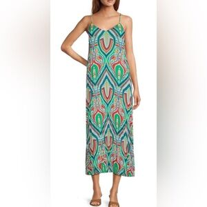 New Skies Are Blue Curvy Printed V-neck Sleeveless Pleated Maxi Dress Size 1X